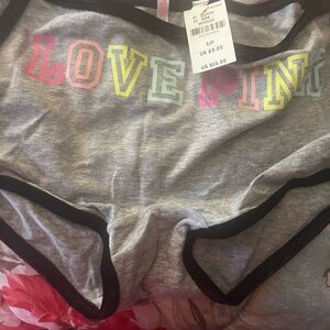 PINK Victoria's Secret Gray Panties with Colorful Lettering